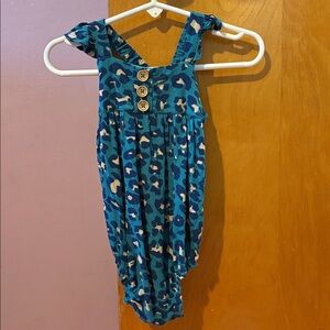 Posh Peanut Teal and Cream Baby Romper